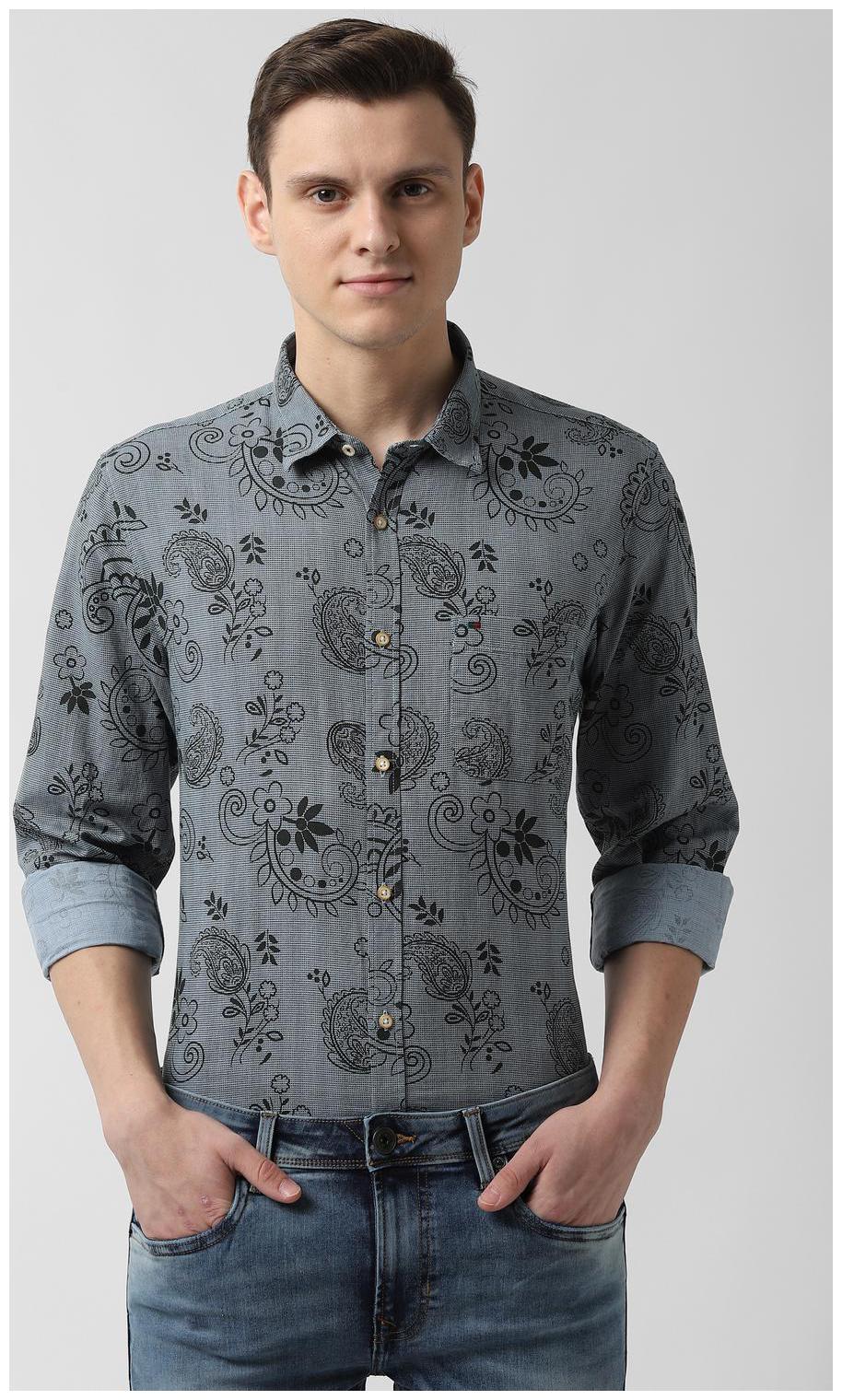 

Peter England Men Grey Printed Slim Fit Casual Shirt