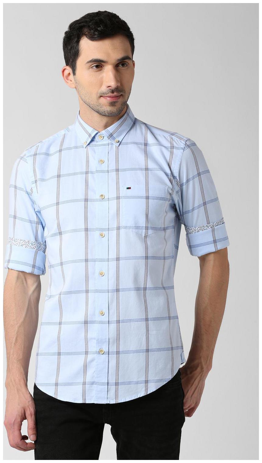 

Peter England Men Blue Checked Slim Fit Casual Shirt