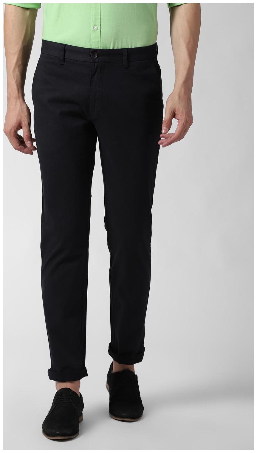 

Peter England Men Blue Printed Slim fit Regular trousers