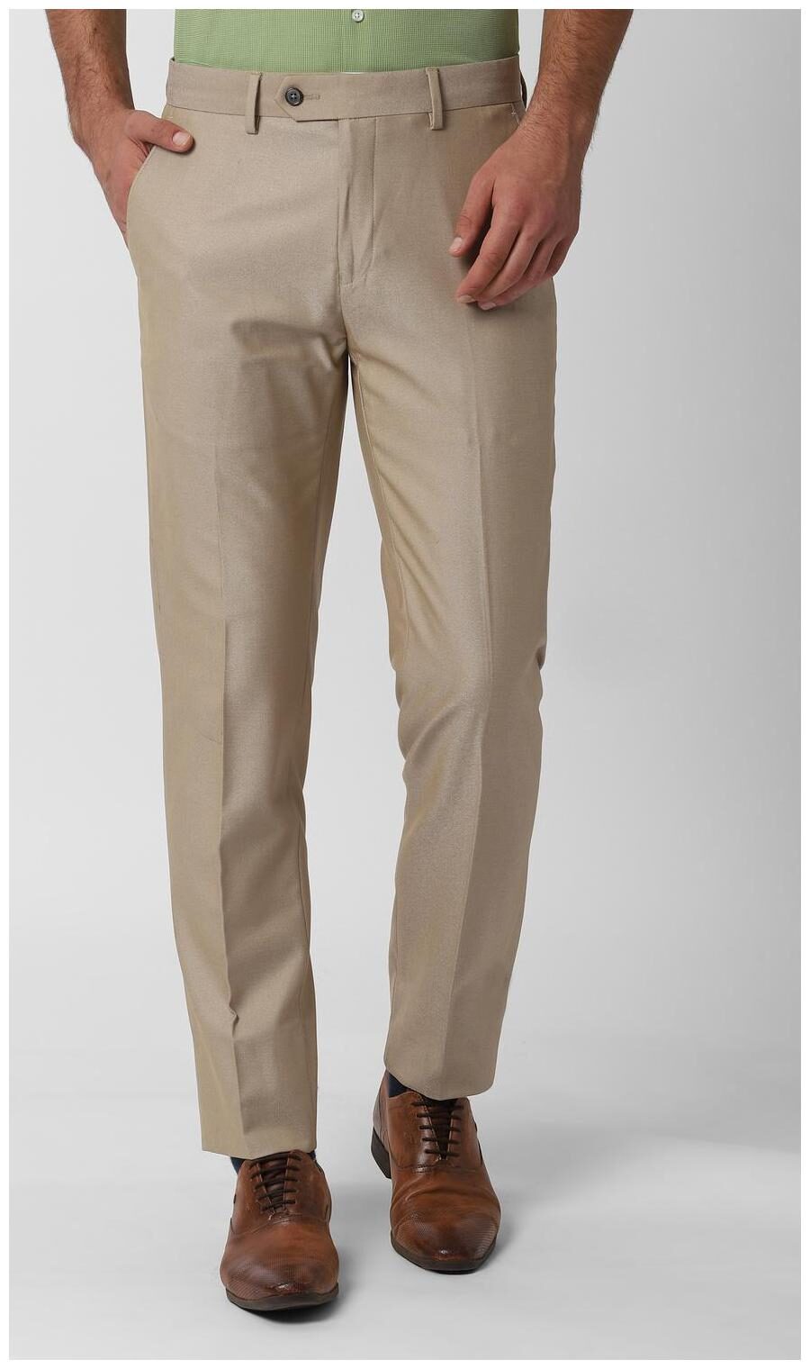 

Peter England Men Textured Slim Fit Formal Trouser - Beige