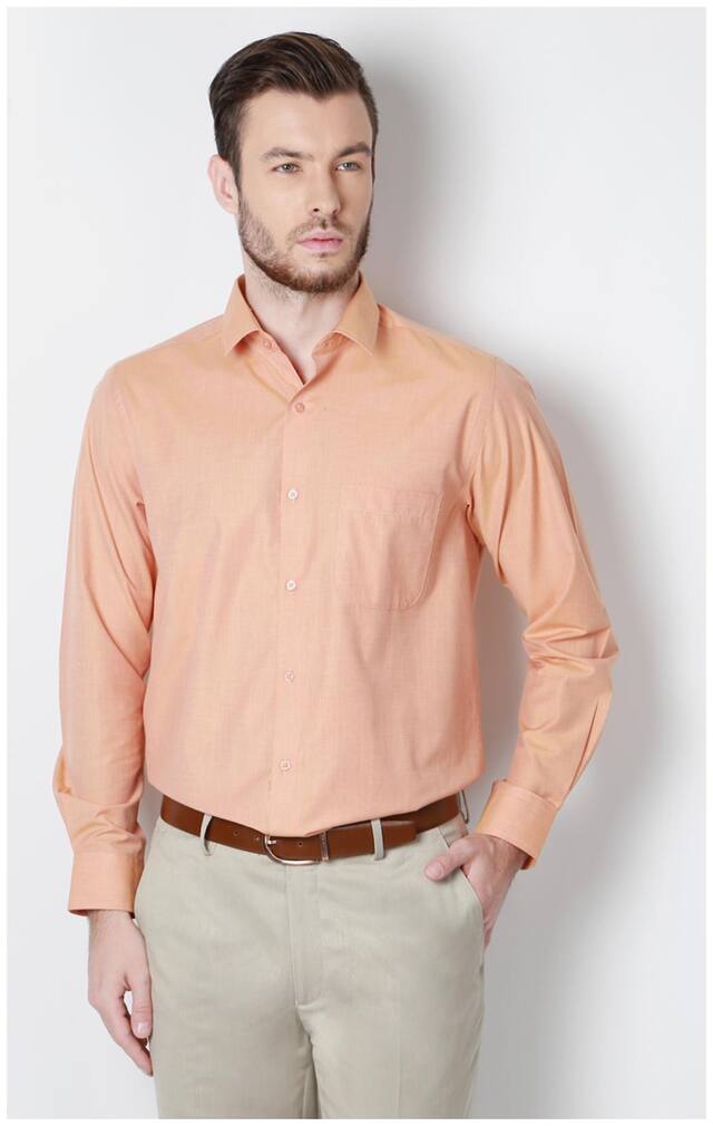 Peter England Men Regular fit Formal Shirt - Orange