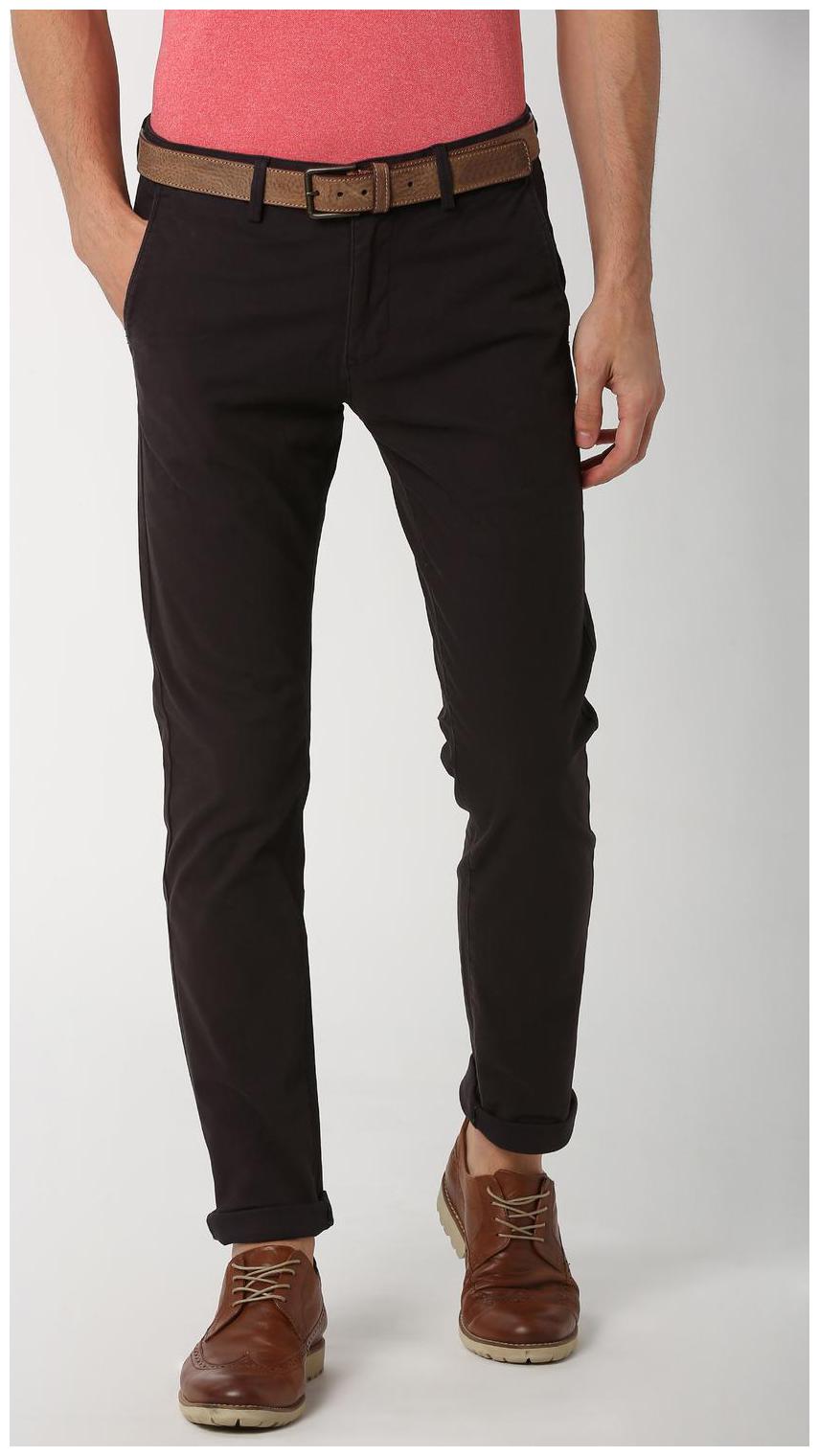 

Peter England Men Brown Solid Slim fit Regular trousers