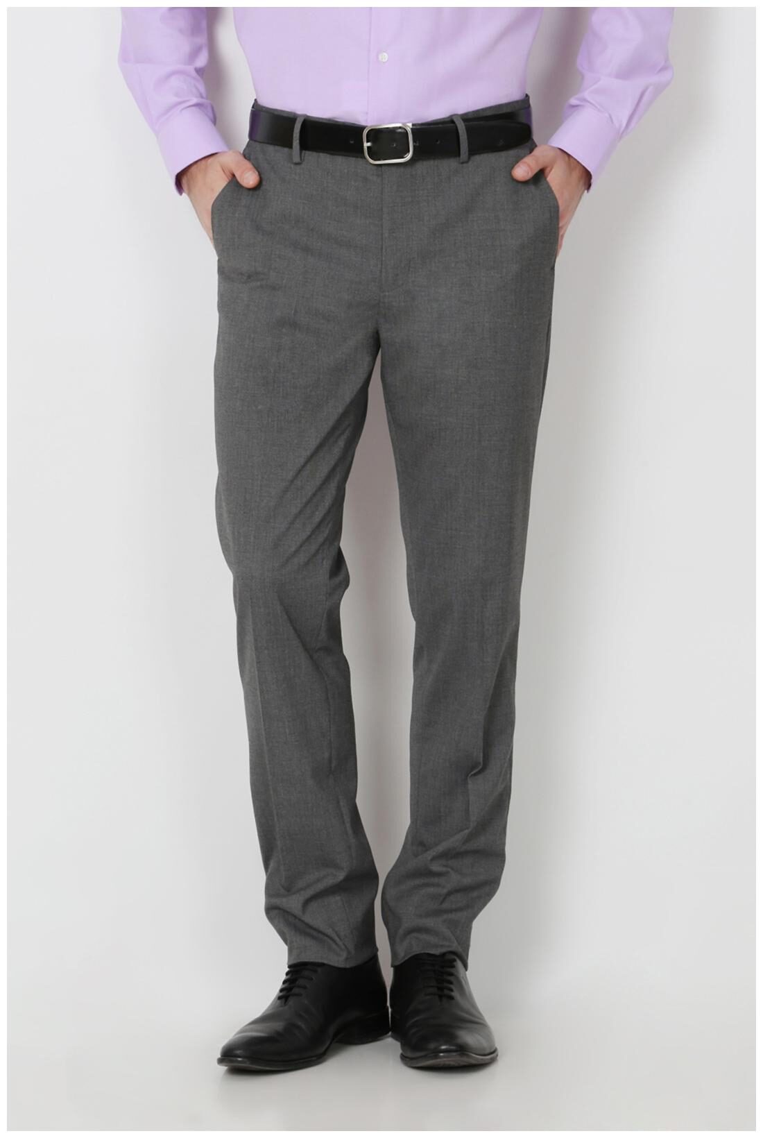 

Peter England Men Solid Slim Fit Formal Trouser - Grey