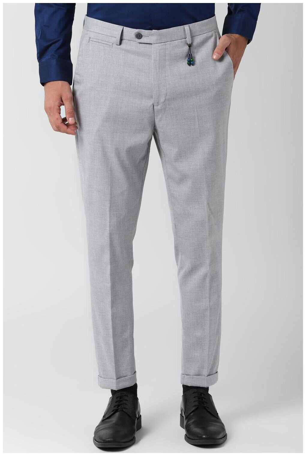 

Peter England Men Textured Tapered Fit Formal Trouser - Grey