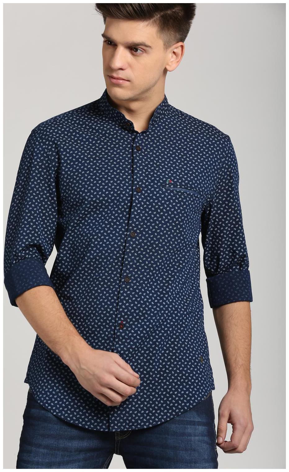 

Peter England Men Blue Printed Slim Fit Casual Shirt