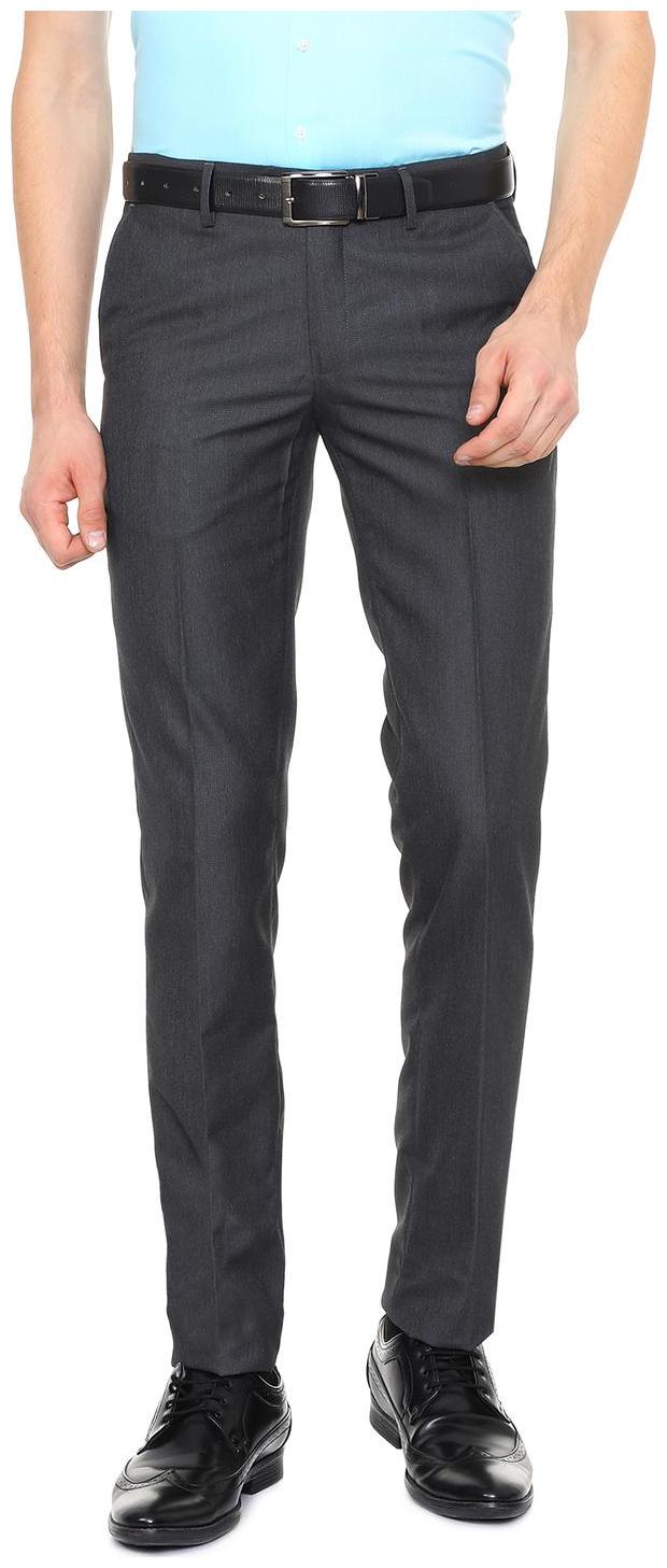Buy Peter England Men Solid Slim Fit Formal Trouser - Grey Online at ...