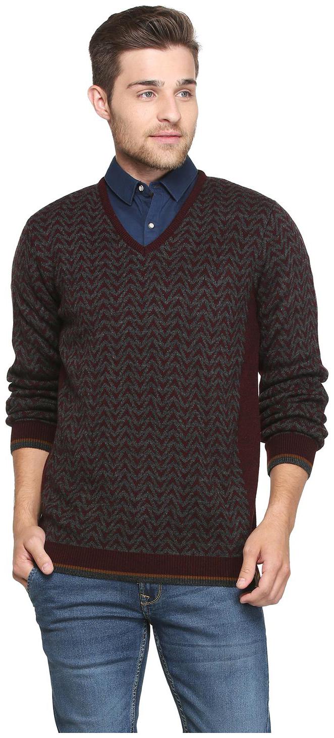 

Peter England Men Maroon V neck Pullover