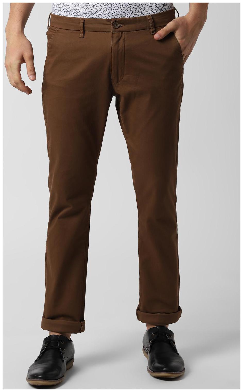 

Peter England Men Brown Solid Slim fit Regular trousers