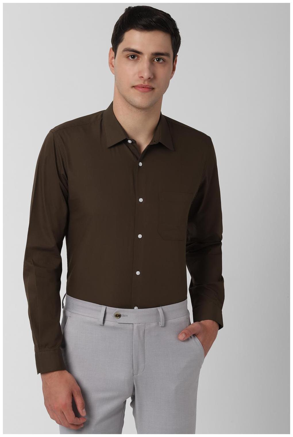 

Peter England Men Slim fit Formal Shirt - Brown