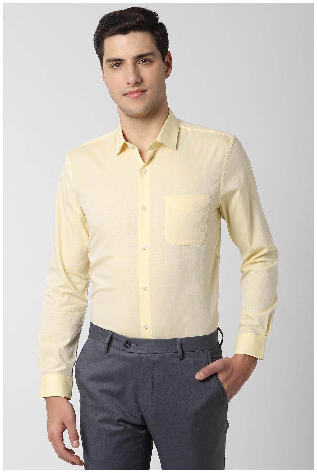 

Peter England Men Slim fit Formal Shirt - Yellow