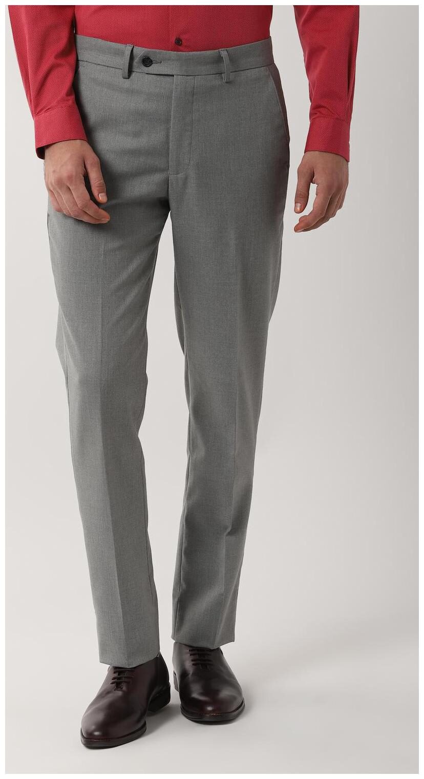 

Peter England Men Textured Slim Fit Formal Trouser - Grey