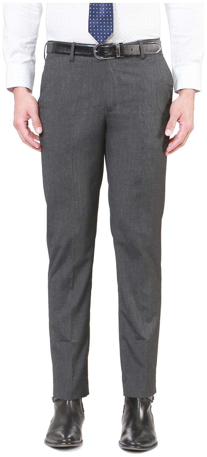 

Peter England Men Solid Slim Fit Formal Trouser - Grey