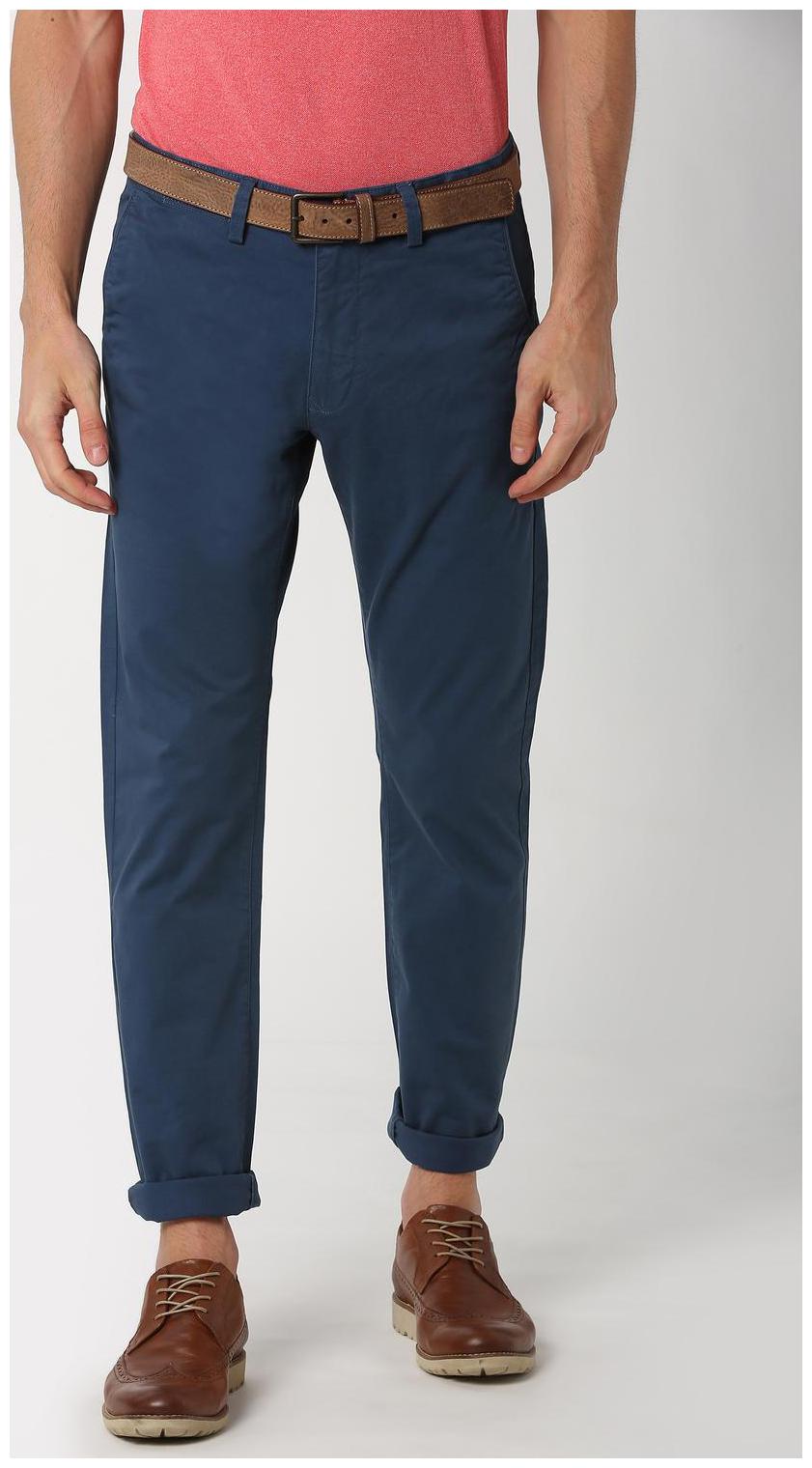 

Peter England Men Blue Solid Slim fit Regular trousers