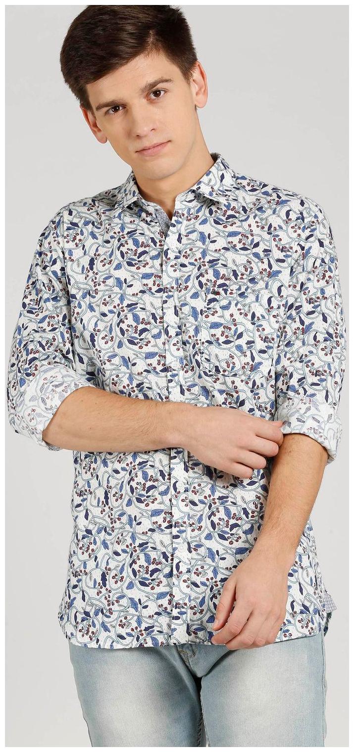 

Peter England Men Blue Printed Slim Fit Casual Shirt