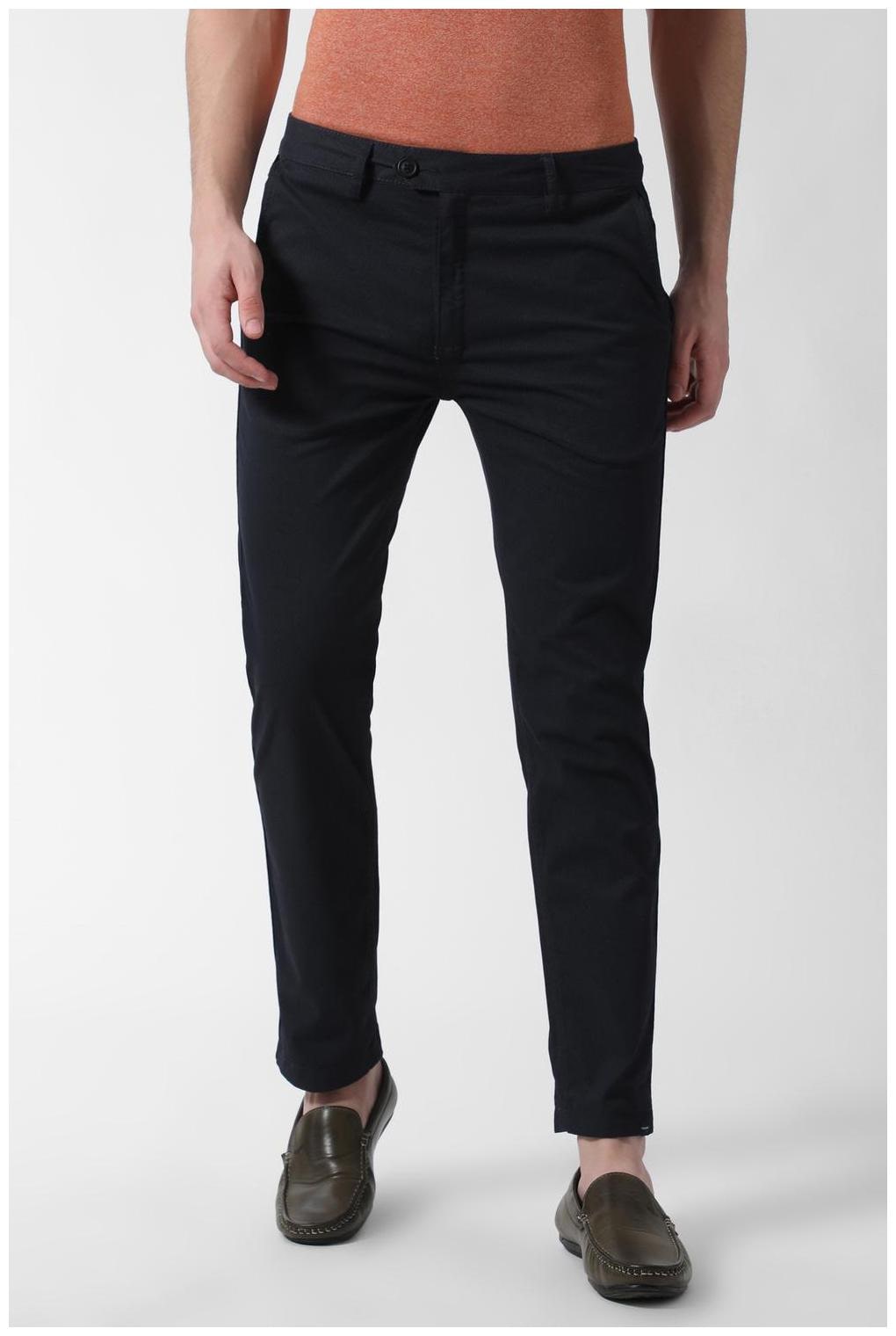 

Peter England Men Blue Printed Slim fit Regular trousers