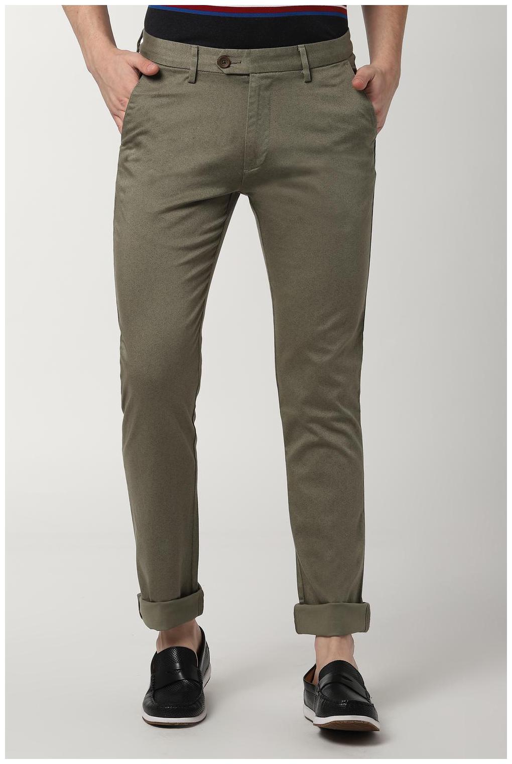 

Peter England Men Grey Textured Slim fit Regular trousers