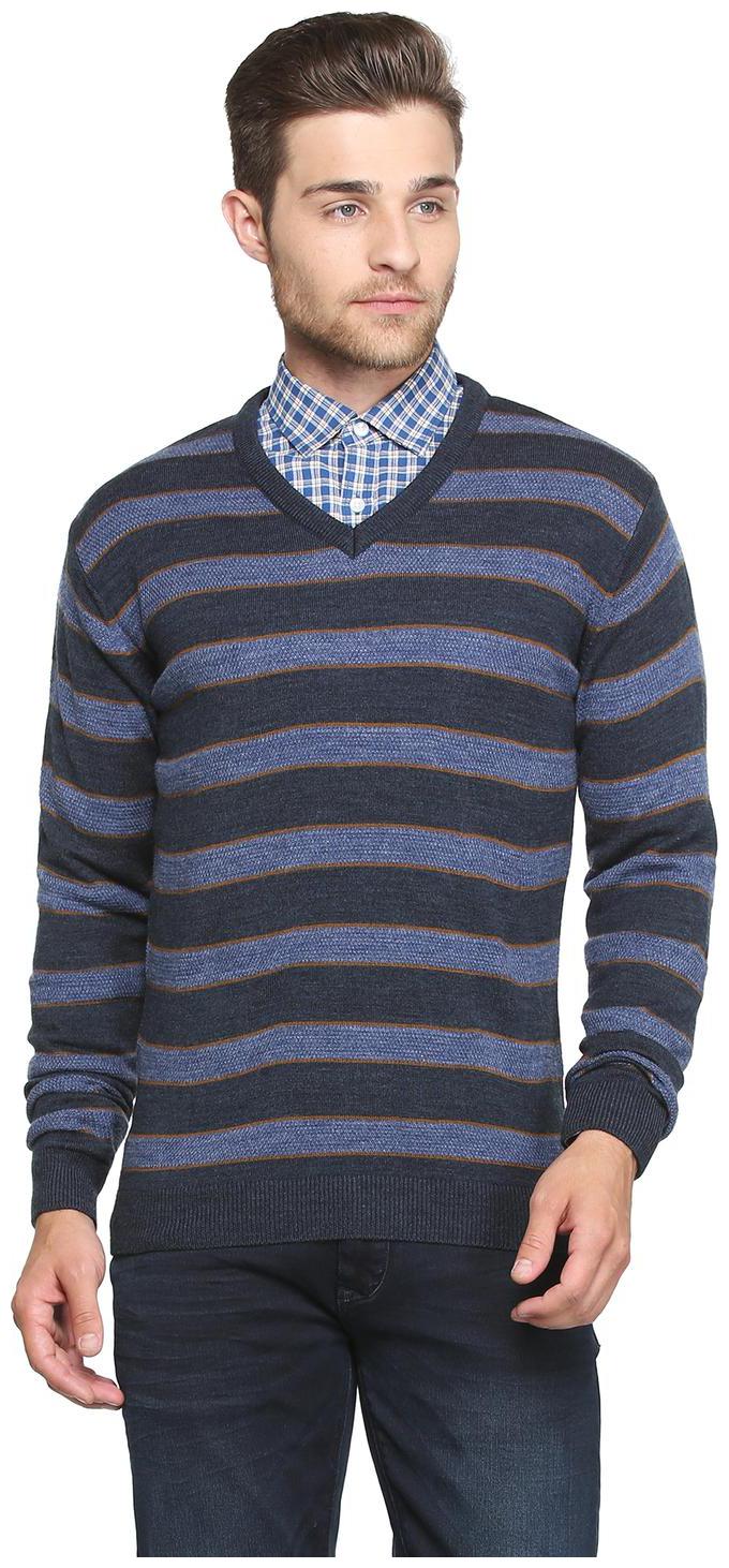 

Peter England Men Blue V neck Pullover