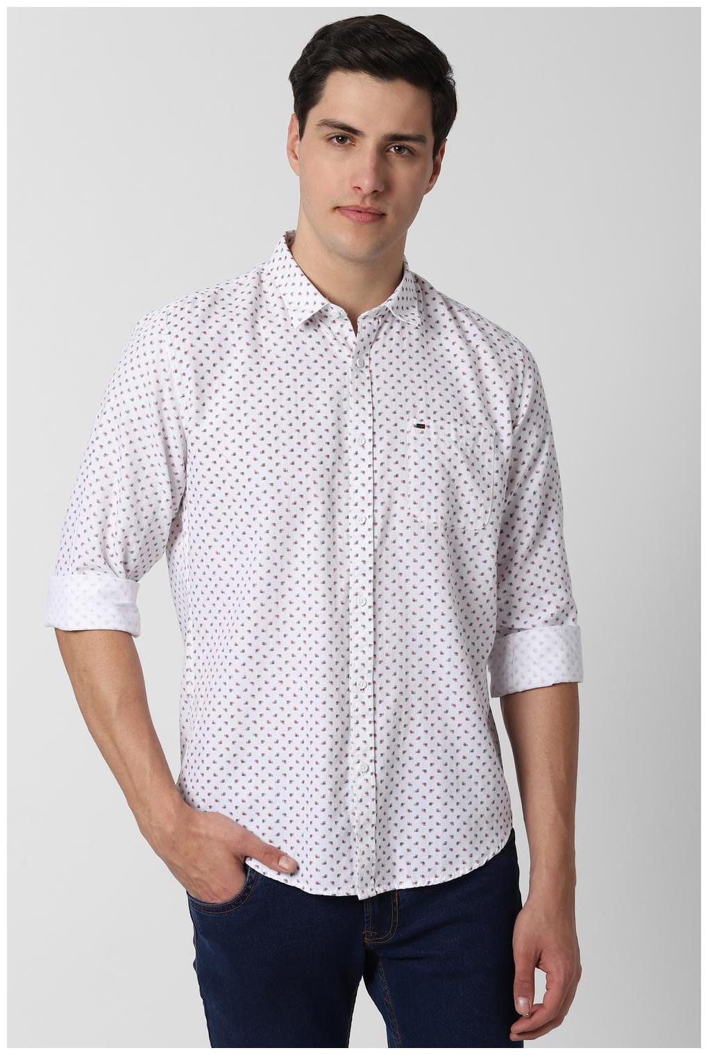 

Peter England Men White Printed Slim Fit Casual Shirt