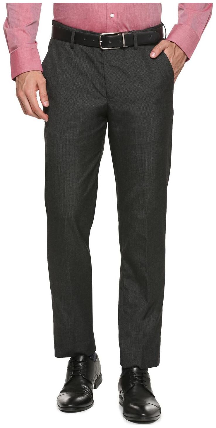 

Peter England Men Textured Slim Fit Formal Trouser - Grey