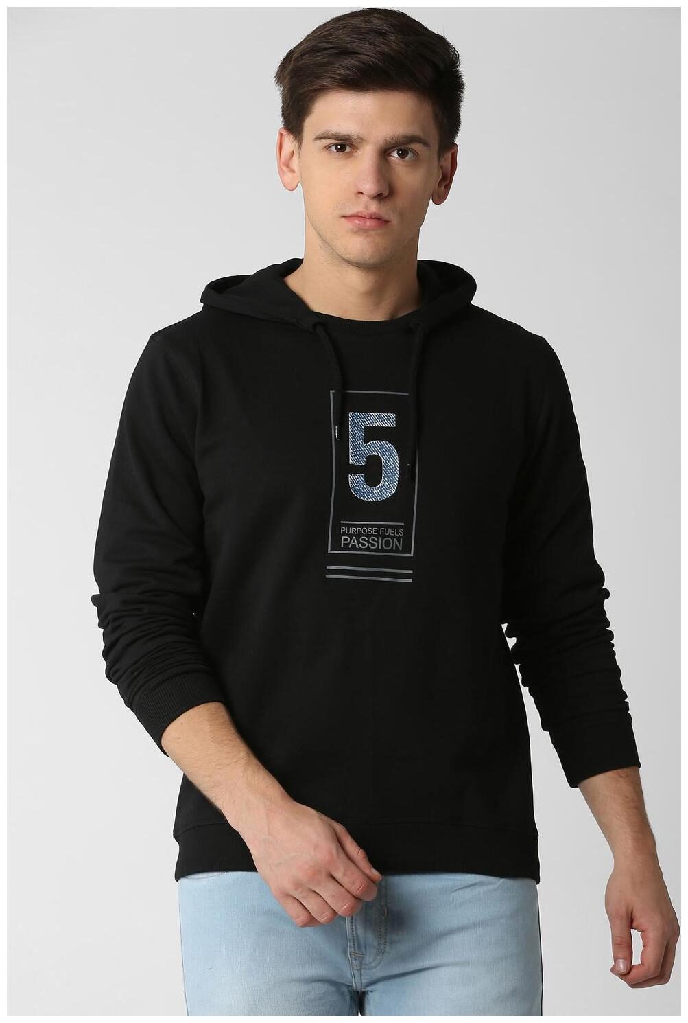 

Peter England Men Black Hooded Sweatshirt