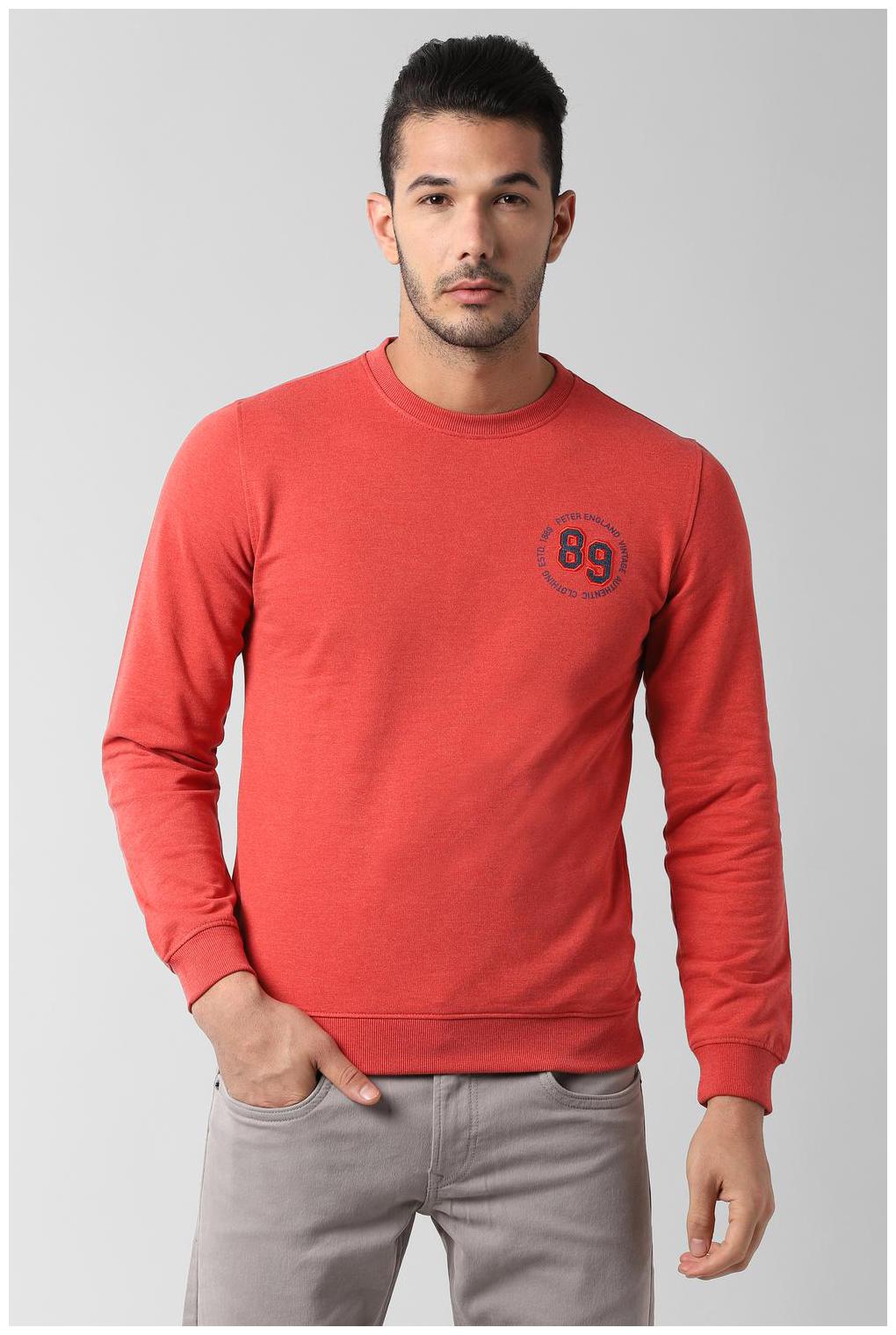 

Peter England Men Orange Round neck Sweatshirt