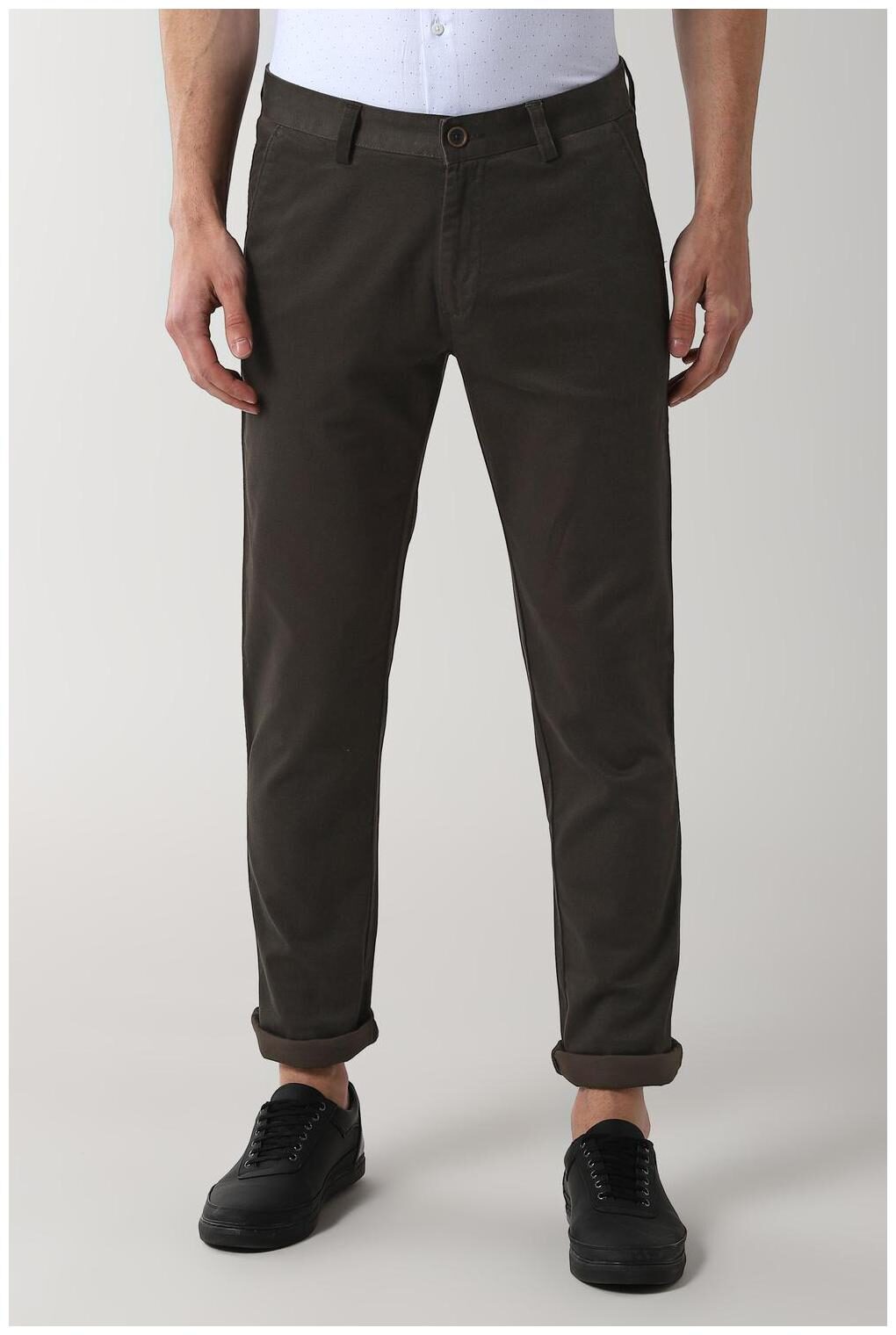 

Peter England Men Brown Printed Slim fit Regular trousers