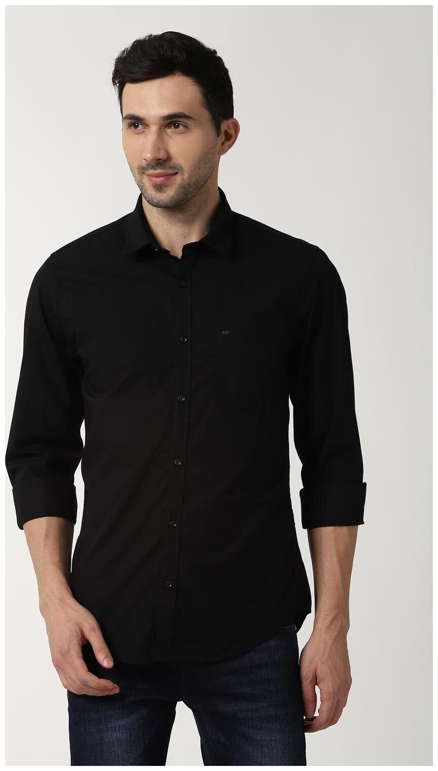 

Peter England Men Black Solid Slim Fit Casual Shirt