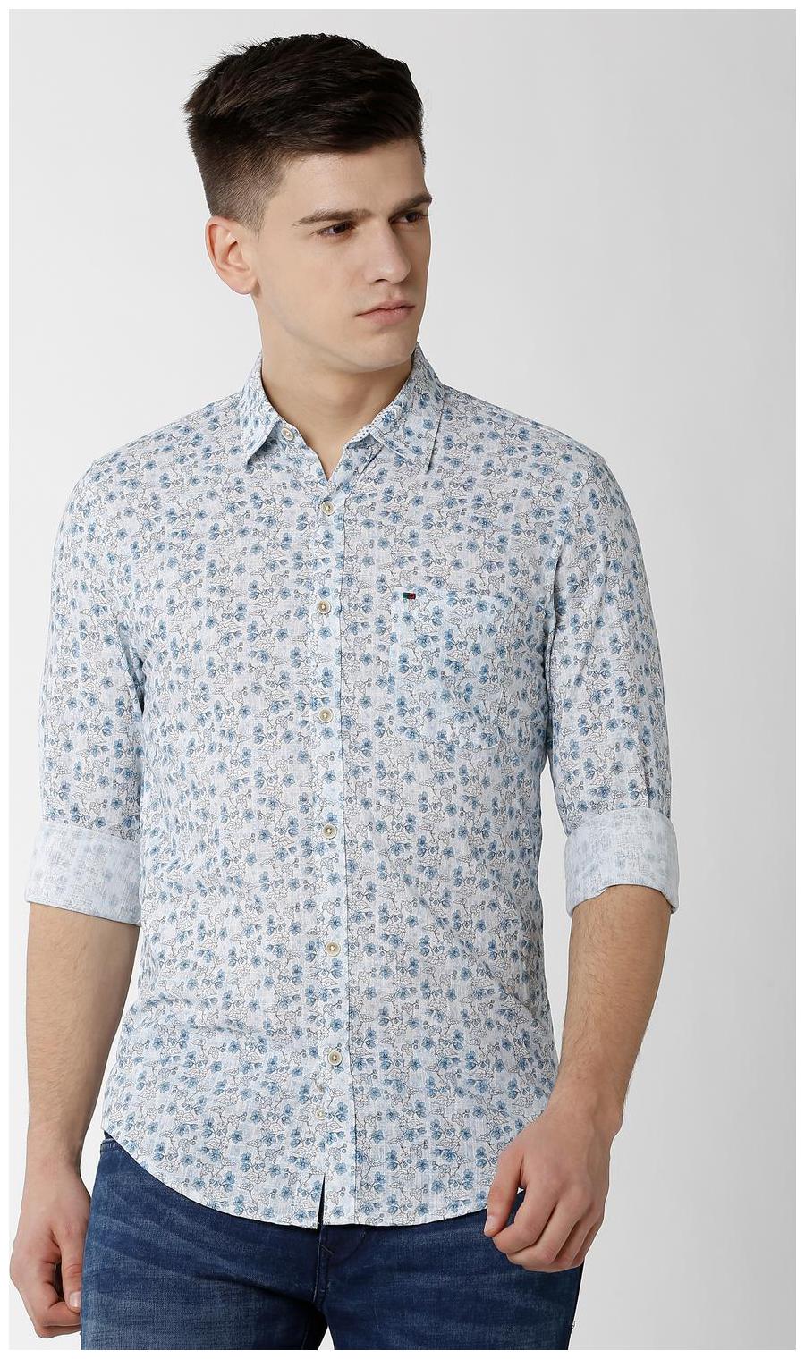 

Peter England Men Blue Floral Slim Fit Casual Shirt