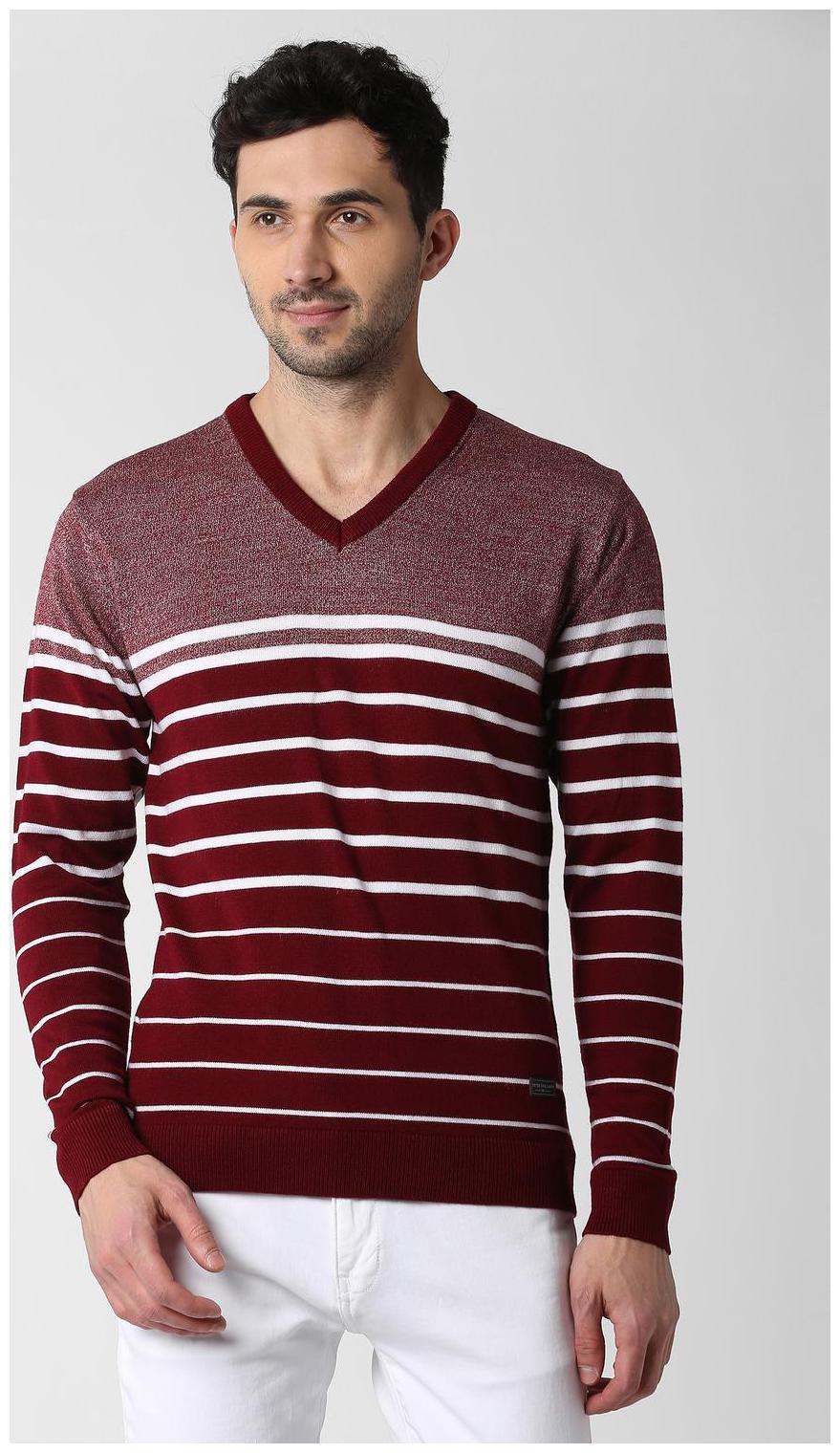

Peter England Men Maroon V neck Pullover