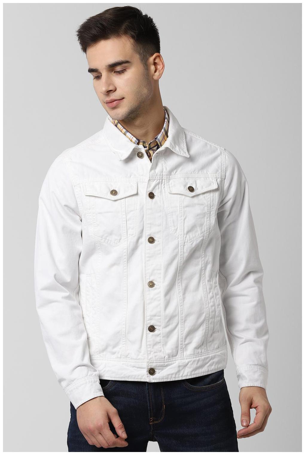 

Peter England Men White Solid Denim jacket
