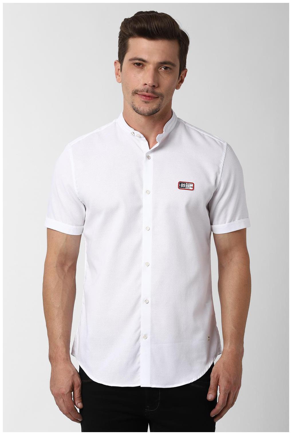 

Peter England Men White Textured Super Slim Fit Casual Shirt