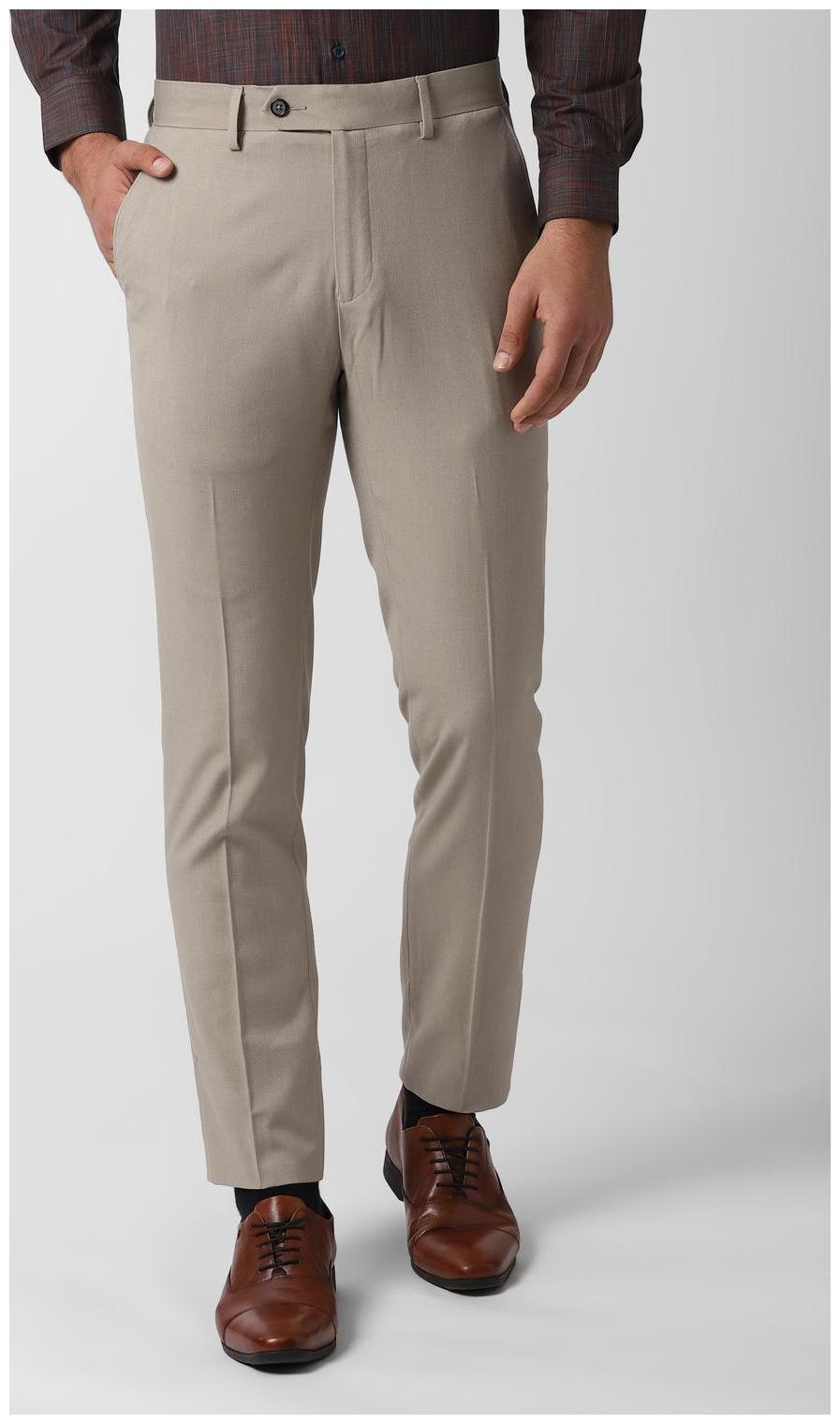

Peter England Men Textured Slim Fit Formal Trouser - Beige