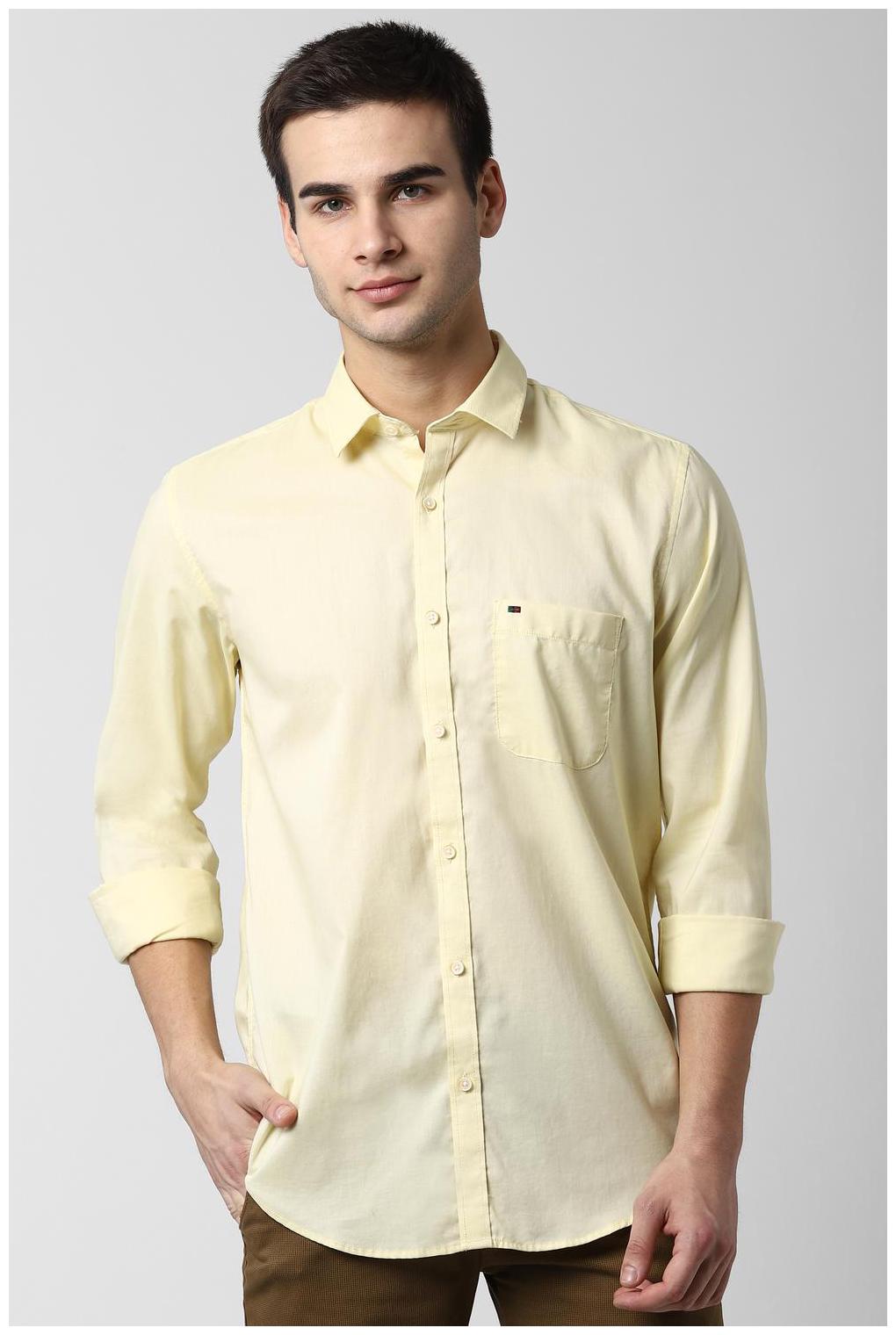 

Peter England Men Yellow Weaved Slim Fit Casual Shirt