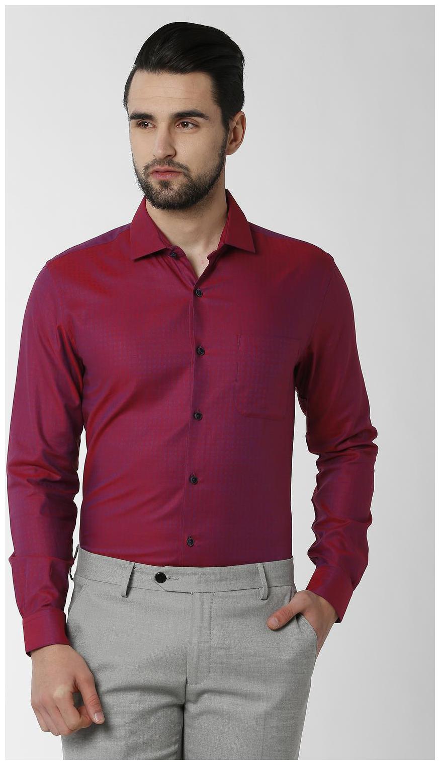 

Peter England Men Slim fit Formal Shirt - Maroon