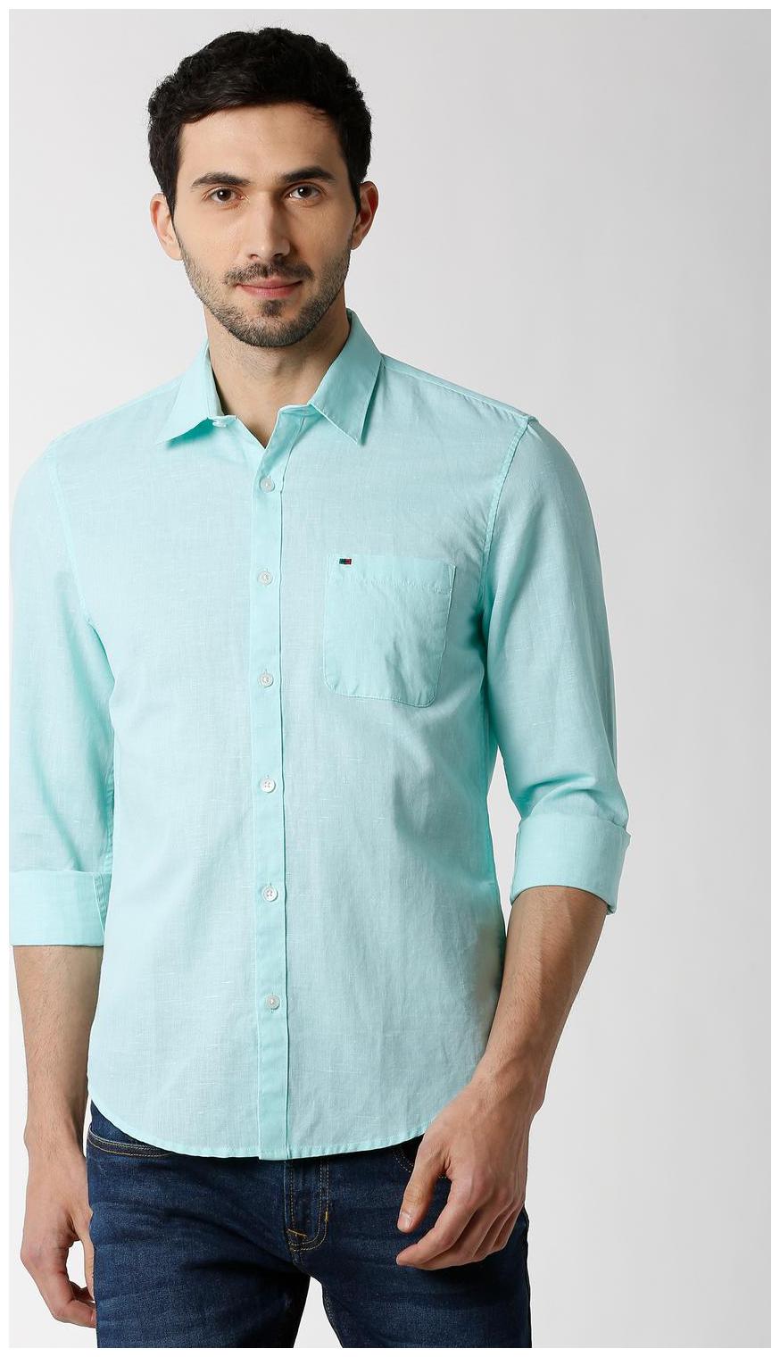 

Peter England Men Blue Solid Super Slim Fit Casual Shirt