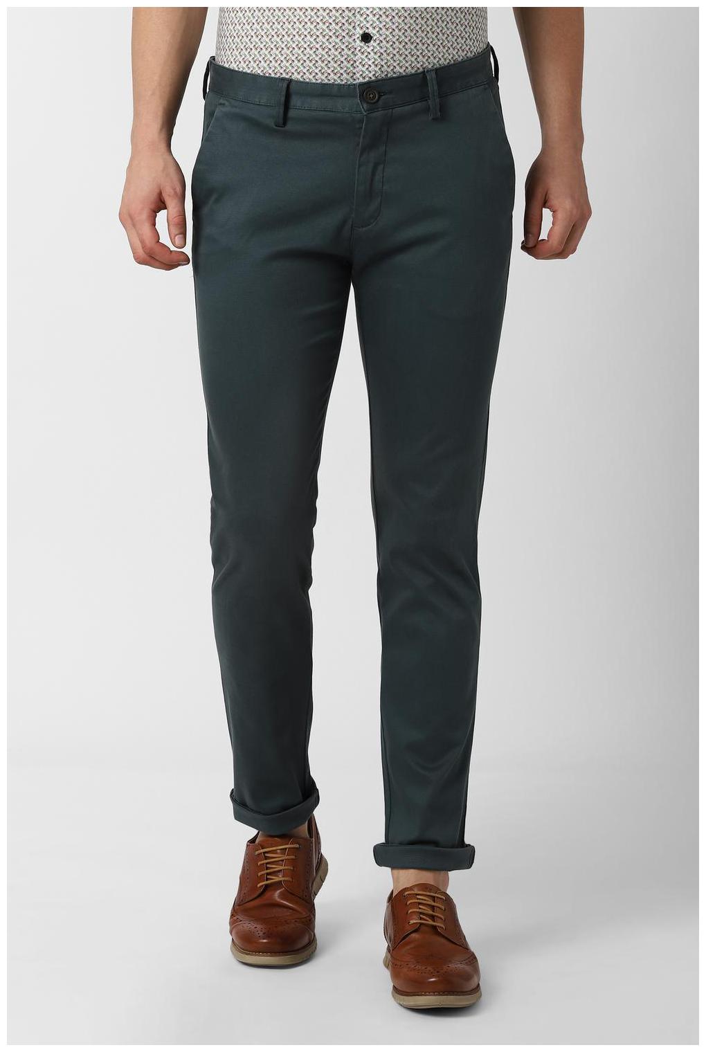 

Peter England Men Grey Textured Slim fit Regular trousers