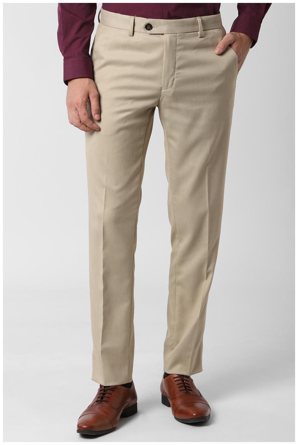 

Peter England Men Textured Slim Fit Formal Trouser - Beige