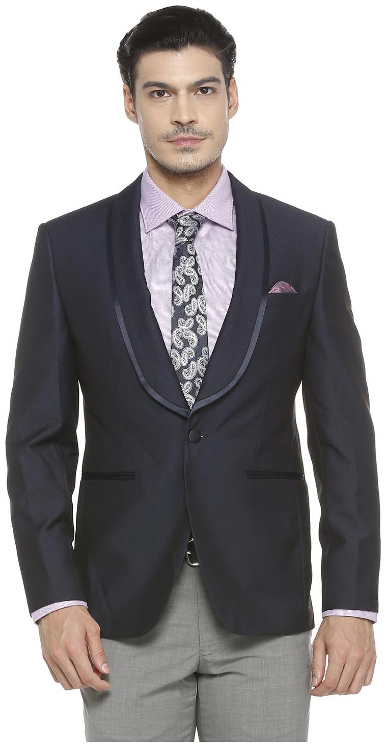 

Peter England Men Blue Textured Slim fit Single Breasted Blazer