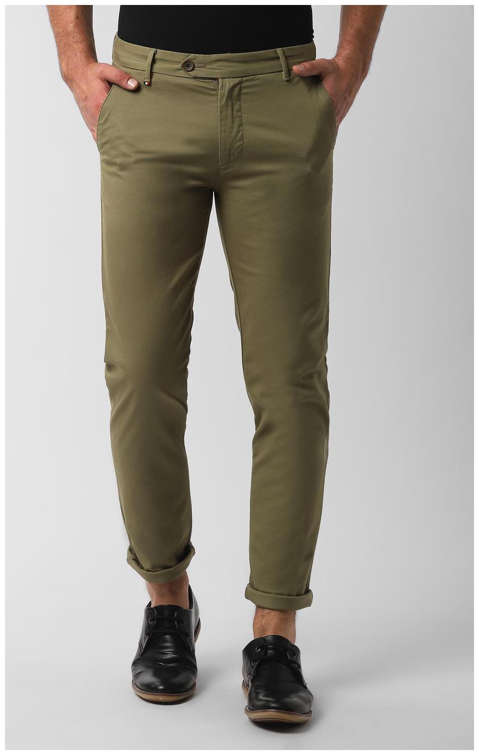 

Peter England Men Green Solid Slim fit Regular trousers