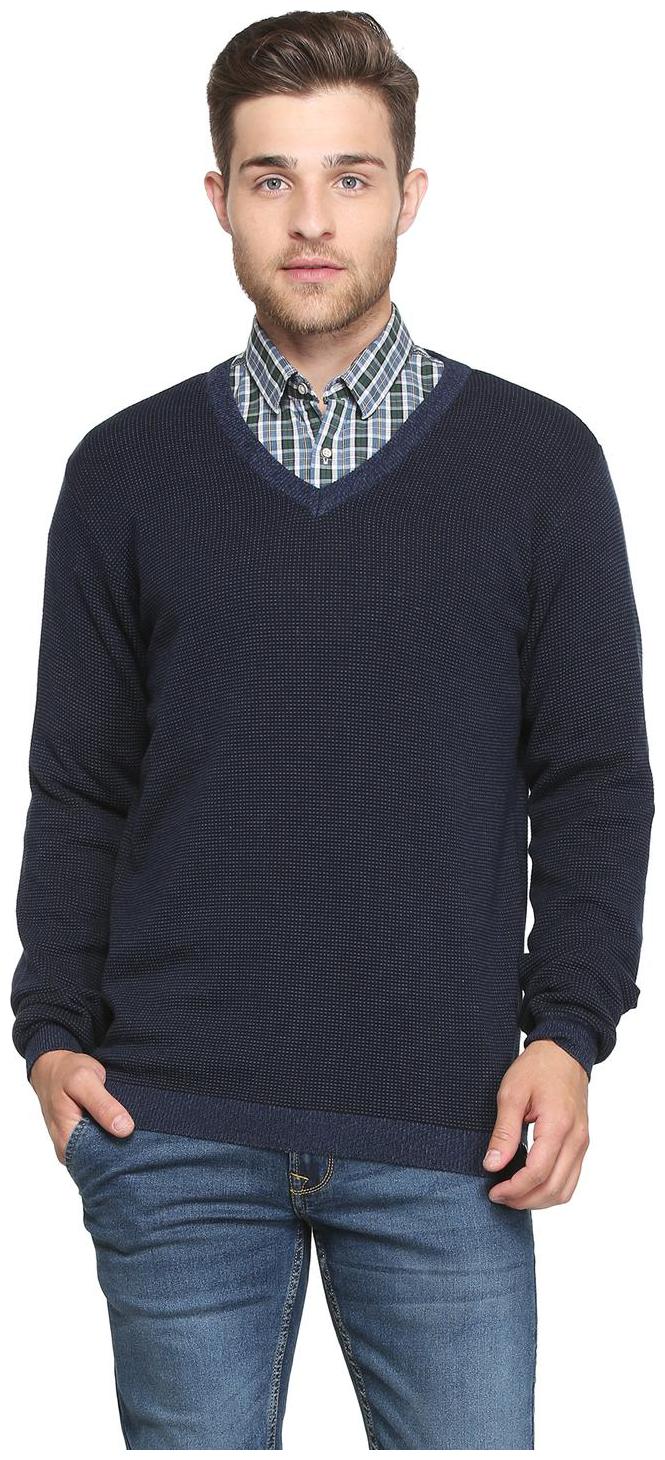 

Peter England Men Blue V neck Pullover