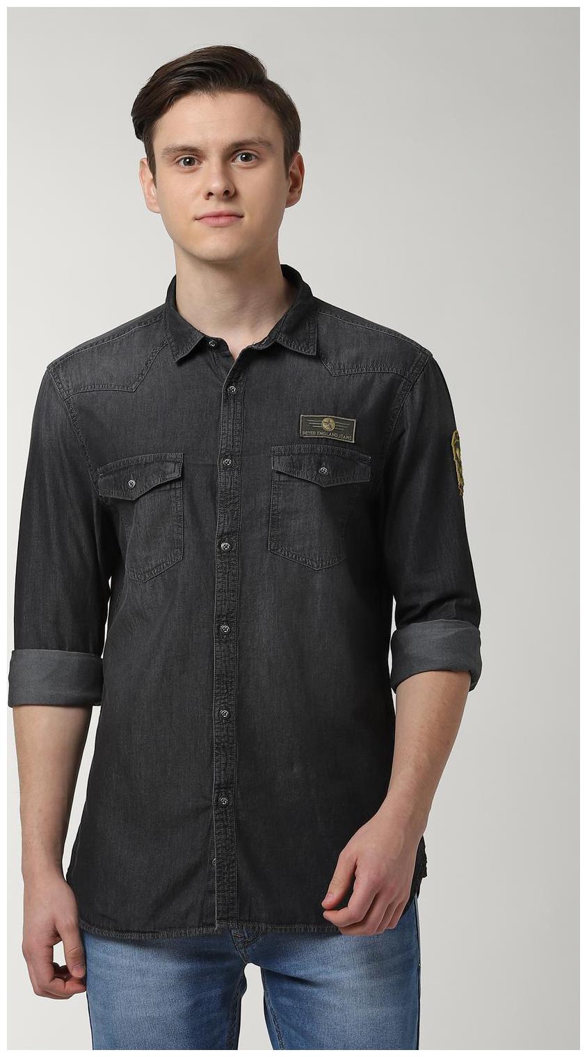 

Peter England Men Grey Faded Super Slim Fit Casual Shirt