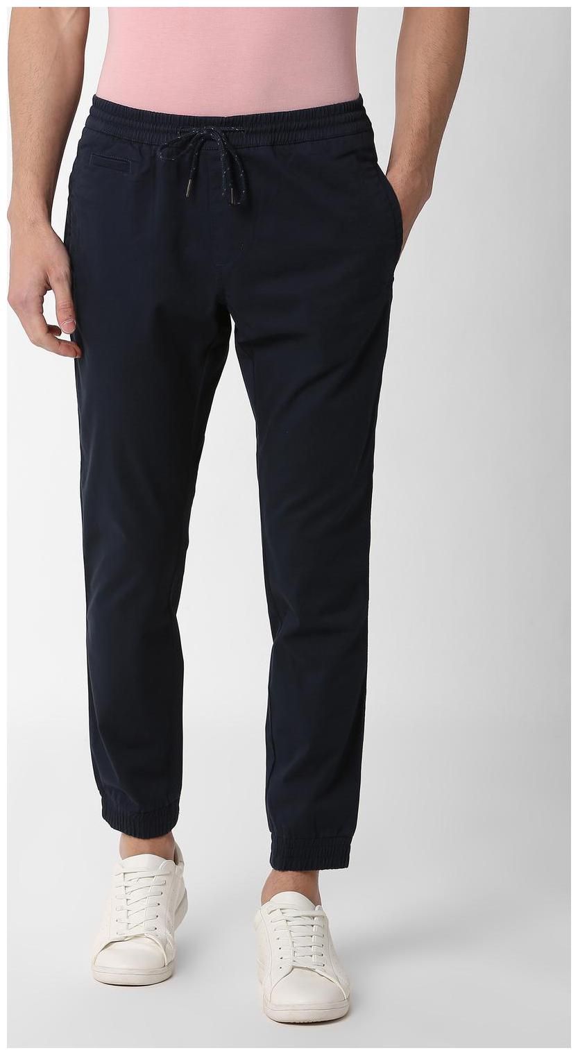

Peter England Men Blue Solid Regular fit Regular trousers