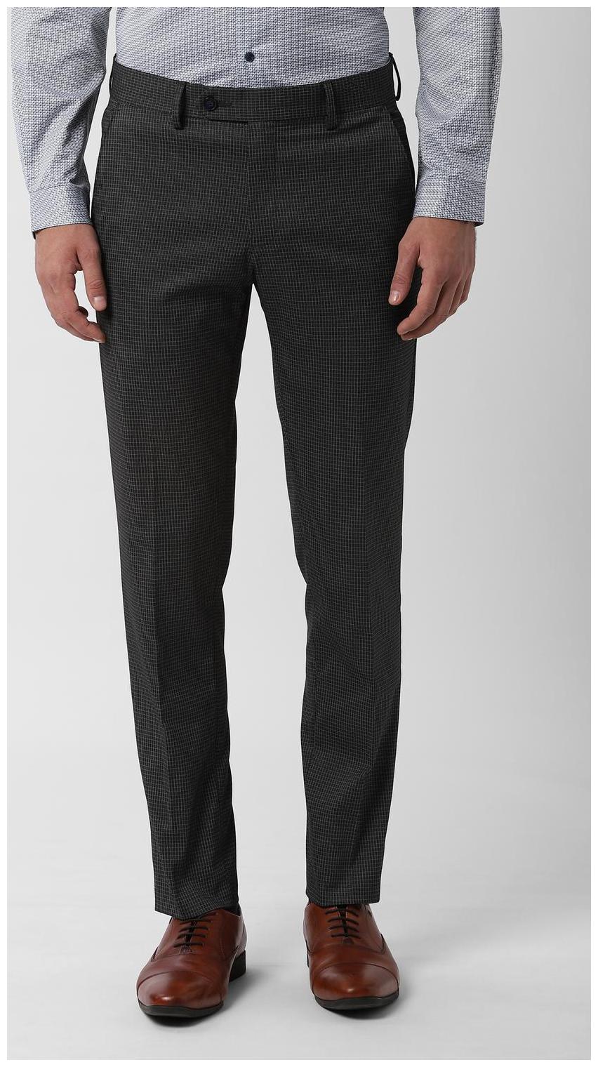 

Peter England Men Checked Slim Fit Formal Trouser - Black