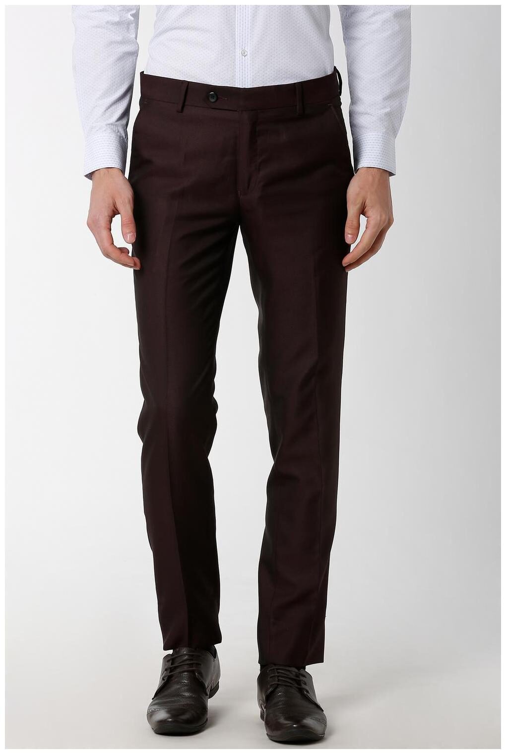 

Peter England Men Textured Slim Fit Formal Trouser - Maroon