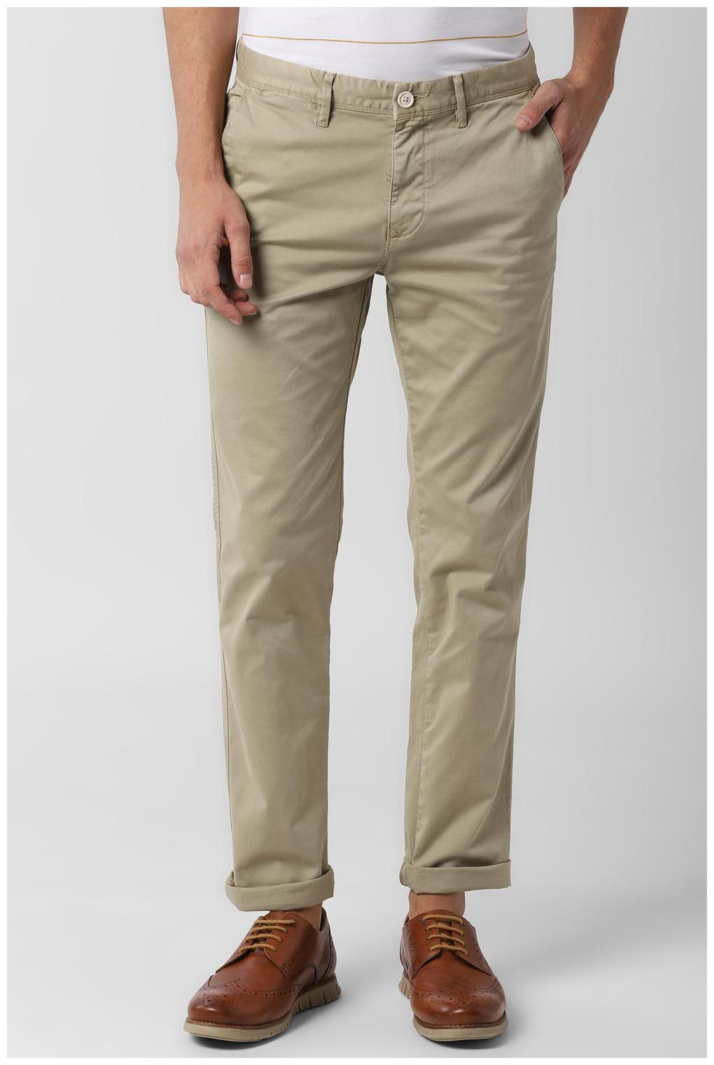 

Peter England Men Beige Textured Slim fit Regular trousers