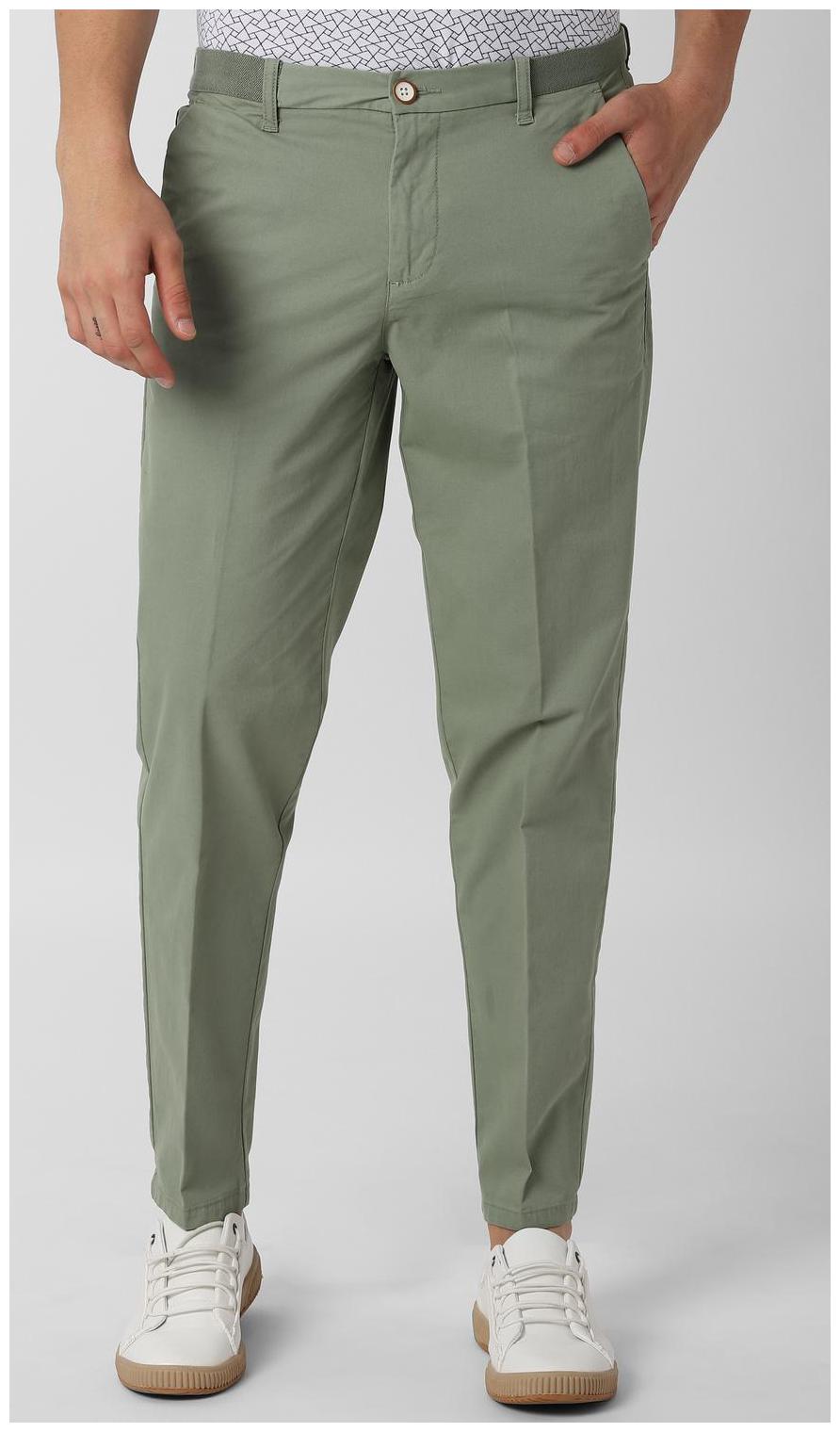 

Peter England Men Green Textured Regular fit Regular trousers