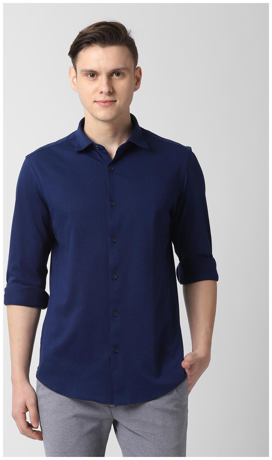 

Peter England Men Blue Solid Super Slim Fit Casual Shirt
