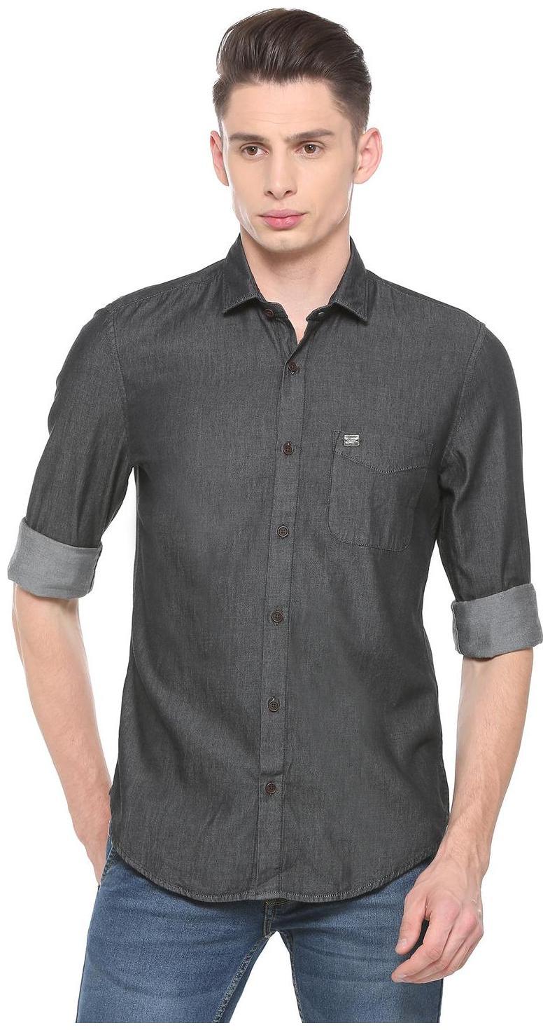 

Peter England Men Black Solid Super Slim Fit Casual Shirt