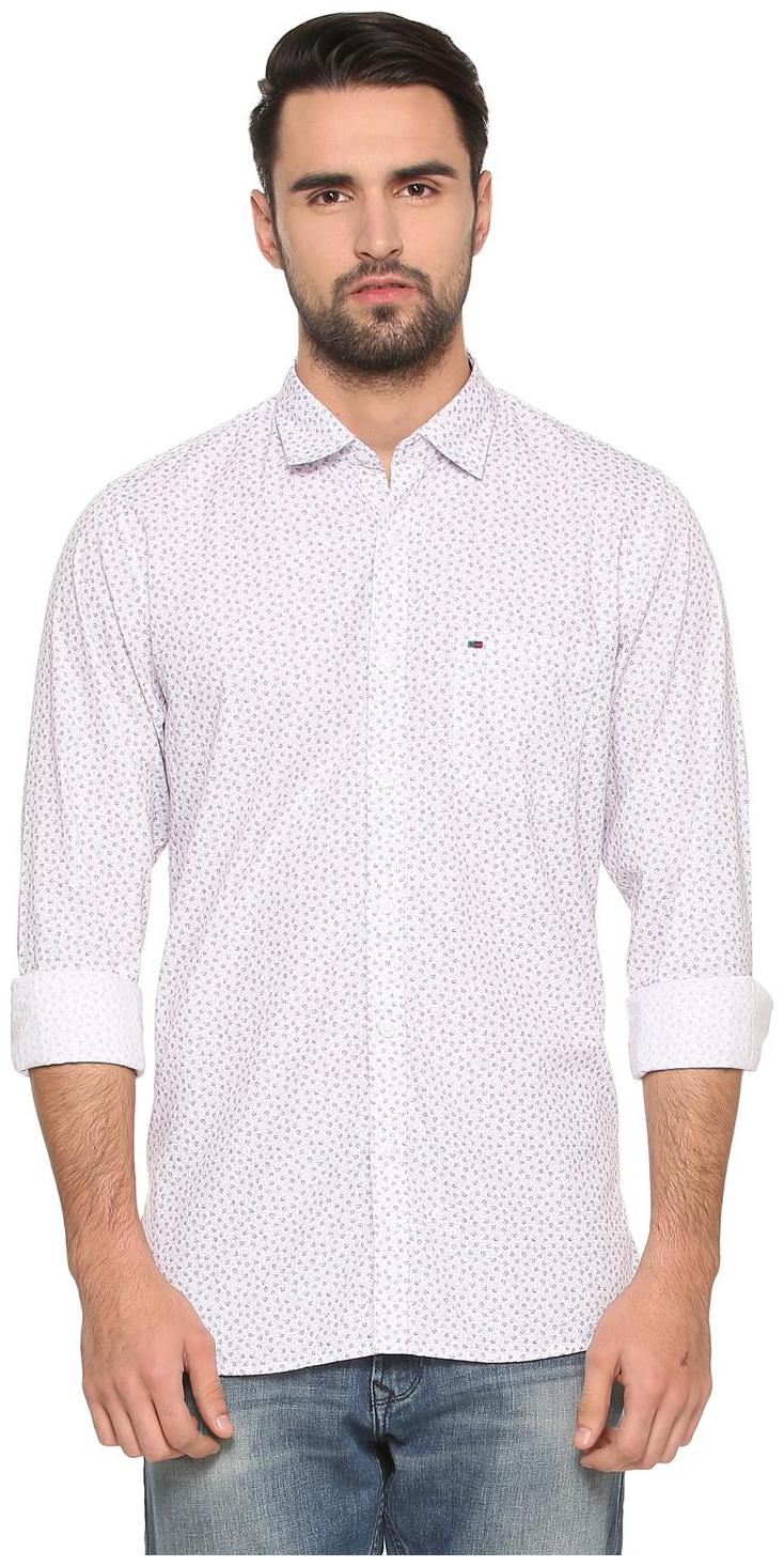 

Peter England Men White Printed Super Slim Fit Casual Shirt