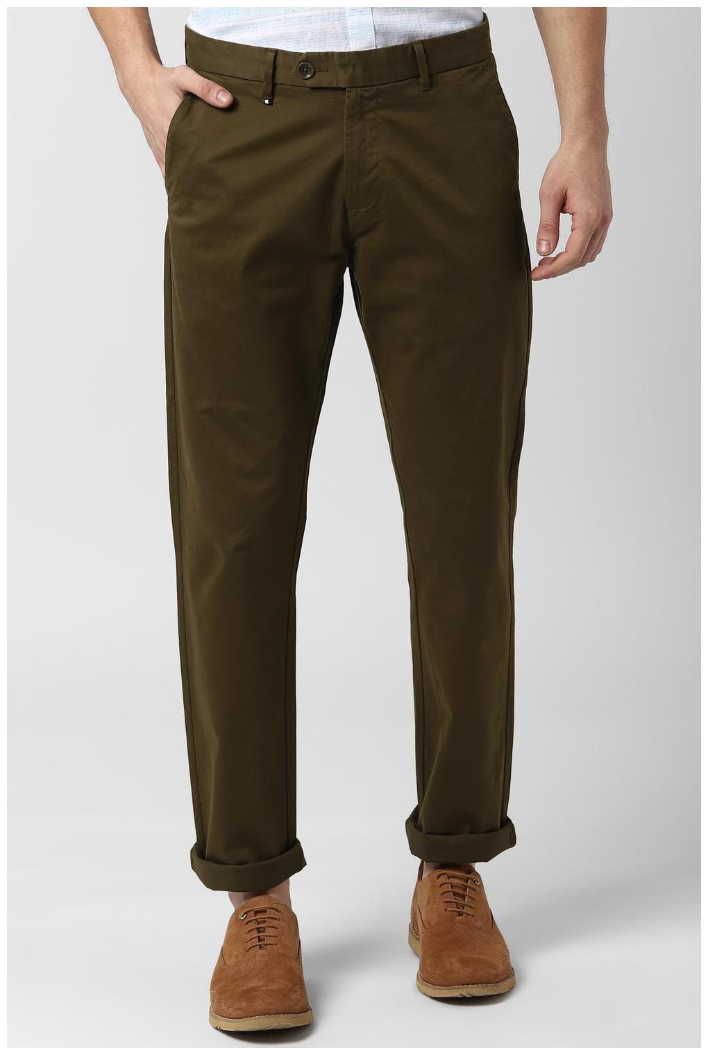 

Peter England Men Brown Solid Slim fit Regular trousers